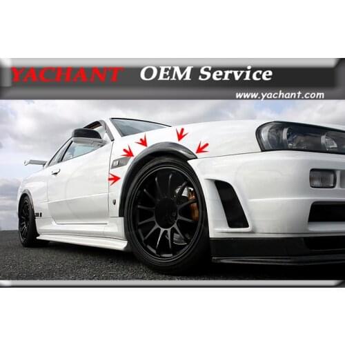 Car-Styling FRP Fiber Glass Front Fender Kit Fit For 1999-2002 Skyline R34 GTR NI Style Front Over Fender Flare
