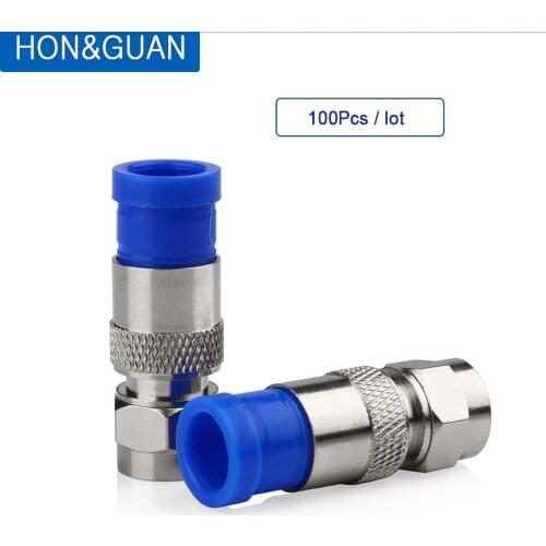 100Pcs RG6 Connector Coax Coaxial Compression Fitting Waterproof Anti-corrosion Snap & Seal Compression Coax F Conector Tools