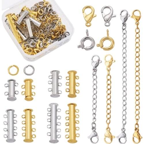 Brass Slide Lock Clasps Magnetic Slide Lock Clasp Zinc Alloy Lobster Claw Clasps Stainless Steel Extender Chain Jewelry Making
