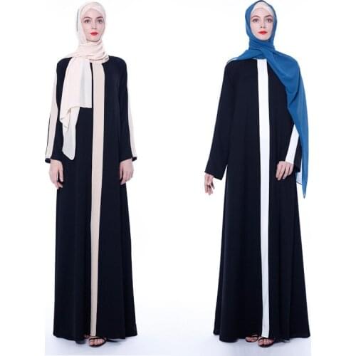 Hot Sell hit color muslim abayas Dress Elegant Islamic Long Muslim Dresses Women simple Modest Wear Clothing EID robes F2081