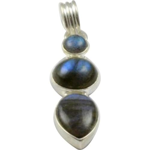 Lovegem Nature Labradorite Pendant 925 Sterling Silver, 46 mm, MHBAP5026