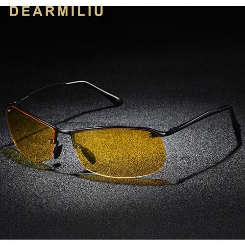 DEARMILIU Unisex Semi-Rimless Polarized Sunglasses Mens Sunglasses Polarized Glasses Photochromic Mirror Night Vision Glasses