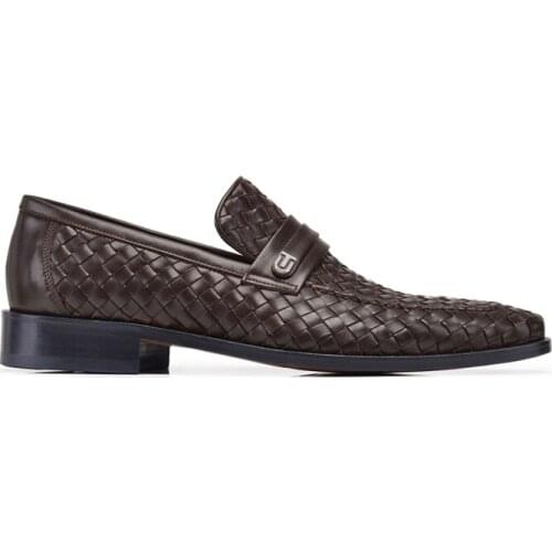 Nevzat Onay Genuine Leather-Real Hand Knitted Leather Men Classic Style Leather Sole Loafer Shoe -10559