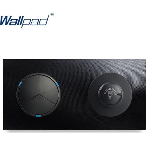 Wallpad 3 Gang 2 Way Switch With Dimmer Wall Light Switch With LED Indicator Aluminum Metal Panel