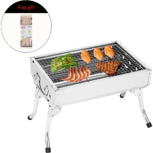 Outdoor Folding BBQ Grill Home-use BBQ Oven Portable Burner Oven Picnic Stoves Recyle Camping Kitchen Tool Stainless Steel 1pcs