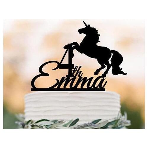 Personalised name unicorn girl boy birthday Acrylic cake toppers wedding baptism baby shower Baptism party decorations