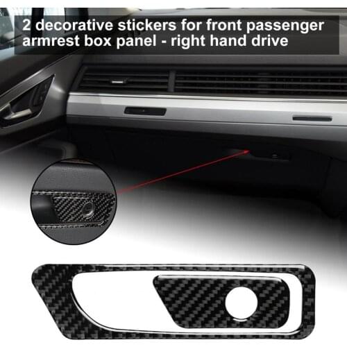 2Pcs Armrest Box Panel Trim Carbon Fiber Passenger Armrest Box Panel Cover for Audi New Q7 SQ7 4M 2016-2019 Right-hand Drive