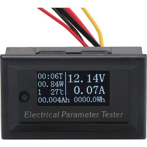 Portable 7in1 OLED Multimeter Ampere Voltage Capacity Power Energy Run Time Temperature Monitor DC 100V 10A Ammeter Voltmeter Wa