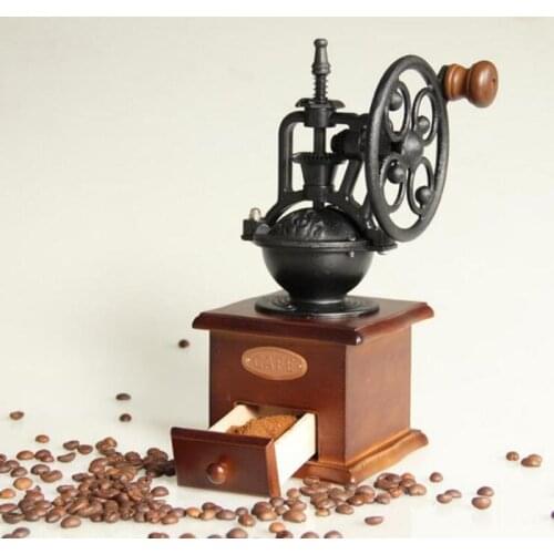 Hand Shake Coffee Bean Grinders Vintage Big Wheel Manual Coffee Machine Cast Iron D0AB