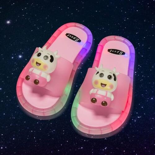 NEW Boy Girl Slippers Children Party Shoes Pink Baby Bathroom Sandals Kids Zapatos Birthday Princess Light Up Dance LED Shoes