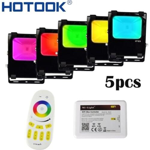 HOTOOK LED Floodlight 64W RGBW Wifi Spotlight 2.4G Dimmable Outdoor Waterproof Landscape Lighting Refletor With Remote Kit