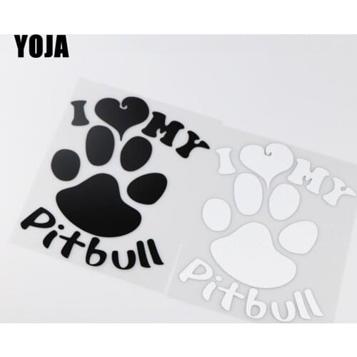 YOJA 15X19.8CM I LOVE MY pitbull Vinyl Decal Cartoon Dog Footprints Car Sticker ZT2-0138
