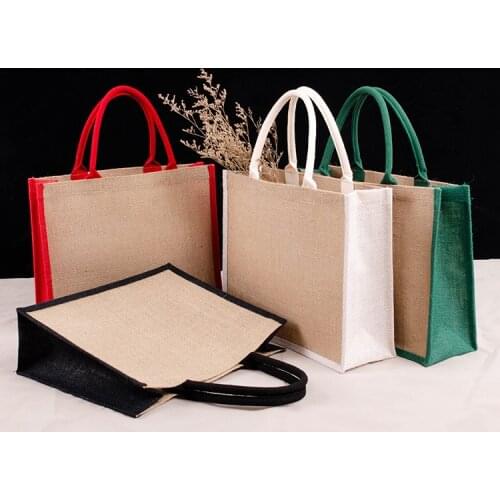 Women Multifunction Jute Tote Fruit Vegetable Storage Shopping Bag Eco Friendly Burlap Handbag Beach Bags For Girls