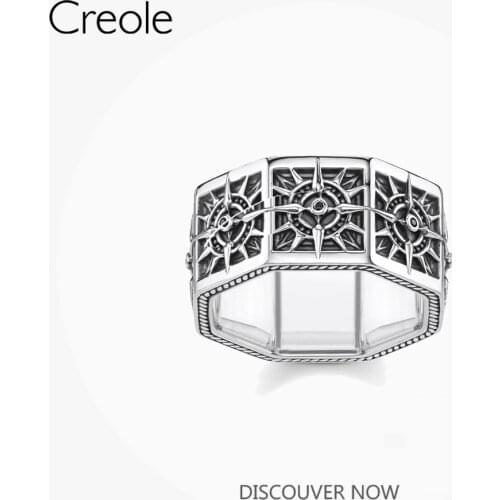 Ring Angular Compass 925 Sterling Silver Europe Vintage Jewelry 2021 Brand New Fine Bijoux Sign of Strengt Gift For Women Men