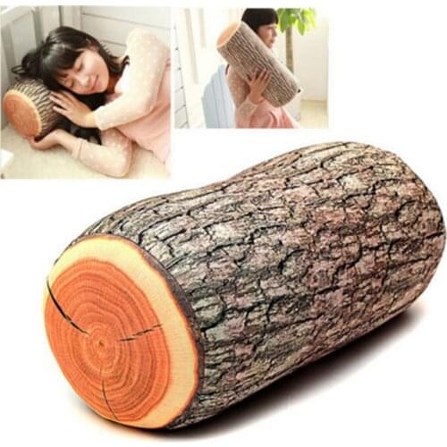 1PC Funny Natural Wood Log Throw Pillow Back Soft Cushion Car Neck Home Decor Sleeping 37x17cm