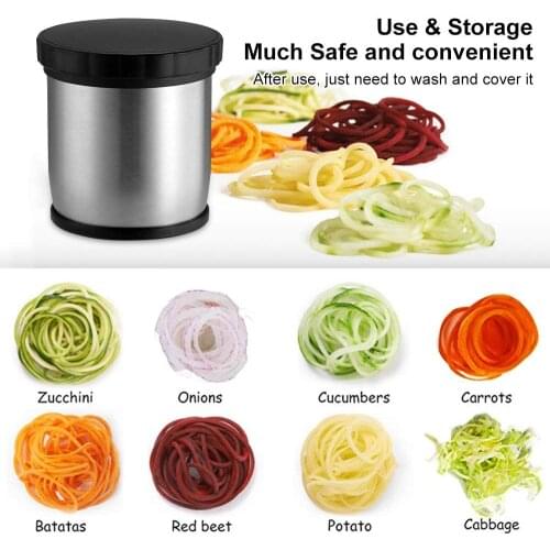 Vegetable Slicer Manual Spiralizer Stainless Steel Vegetable Slicer Cutter Veggie Spiral Cutter Zoodle Maker