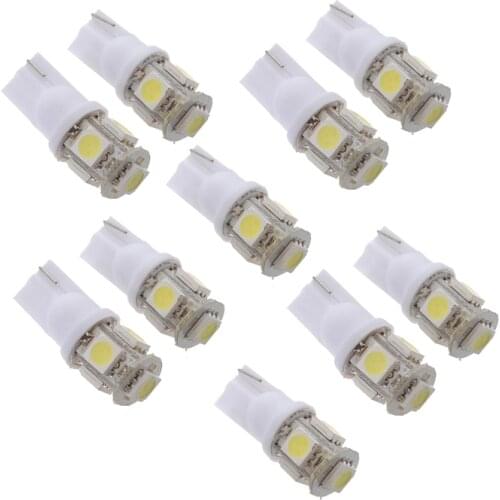 10x T10 194 168 W5W 5 SMD 5050 LED Night Light Bulb Lamp Xenon White for Car