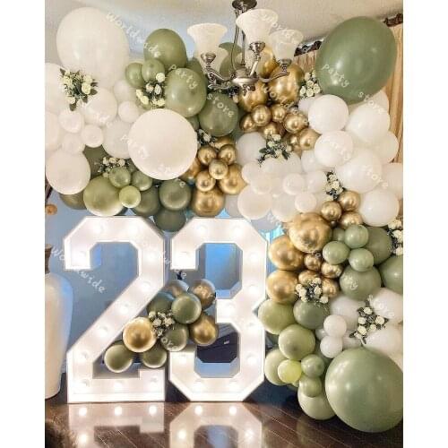 154pcs Matte White Balloons Garland Kit Wedding Decoration Dusty Green Metal Gold Balloon Arch Baby Shower Decor Birthday Party