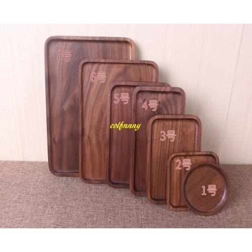 20pcs Black walnut Wooden food Fruits Tray Goods Storage Breakfast Serving Plate Snack Dessert Containers Trays Box Plate Dish