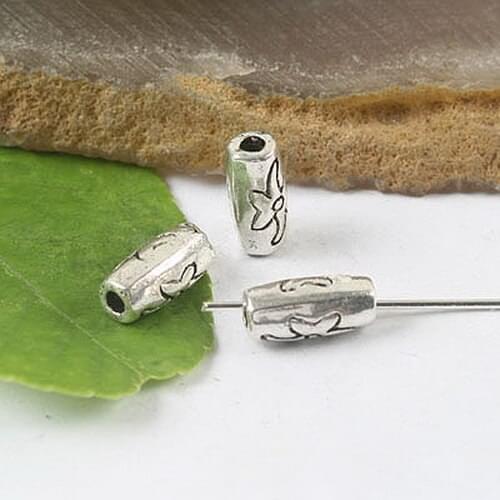 20pcs Tibetan silver color 9x5mm crafted tube spacer beads H0137