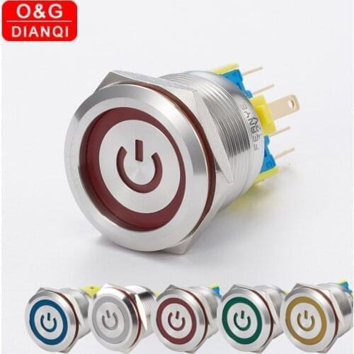 22mm Metal Waterproof Push Button Switch Self locking/ Momentary Button Switch with Led Light Stainless Steel Push Switch