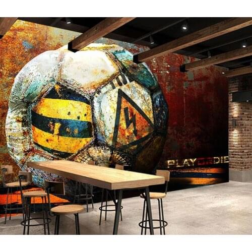 Customized large-scale 3D murals vintage factory football metal tooling background wall painting wallpaper
