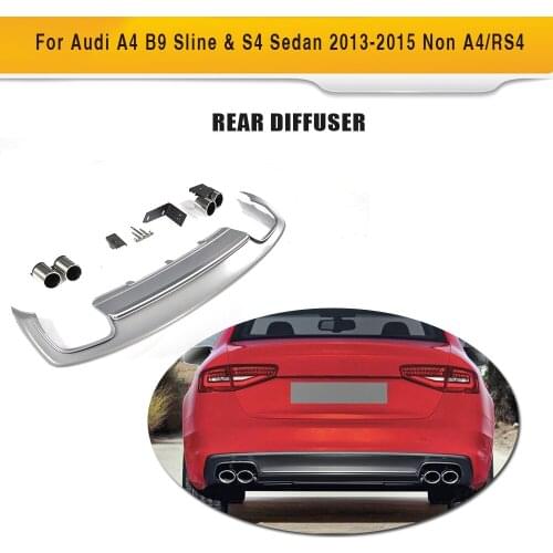 PP Car Rear Diffuser Lip With Exhaust Muffler For Audi A4 B8.5 Sline S4 Sedan 4 Door Non A4 RS4 2013-2015