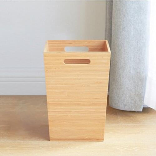 Creative Bamboo Storage Box for Dirty Clothing Natural Wood Laundry Basket Office Desk Organizer Bedroom Rubbish Bin