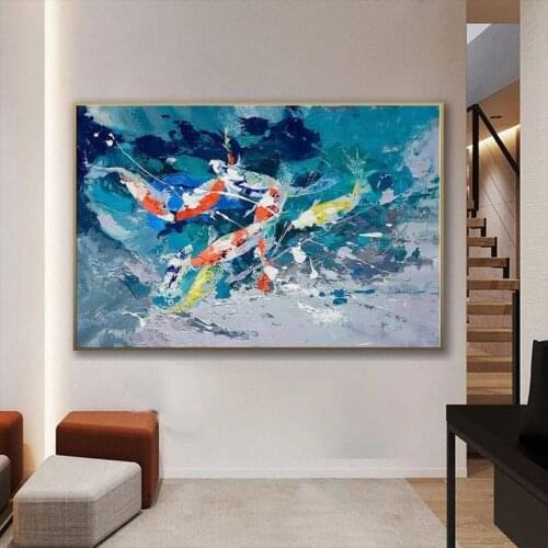 Colorful Palette Knife Thick Acrylic Abstract Artwork Painting Extra Large Oversize Bright Color Modern Wall Art