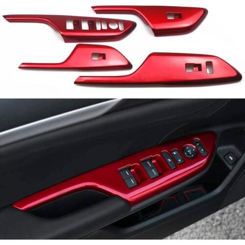 For Honda Civic 2016-2020 Red Door Window Lock Switch Panel Cover Interior Trims