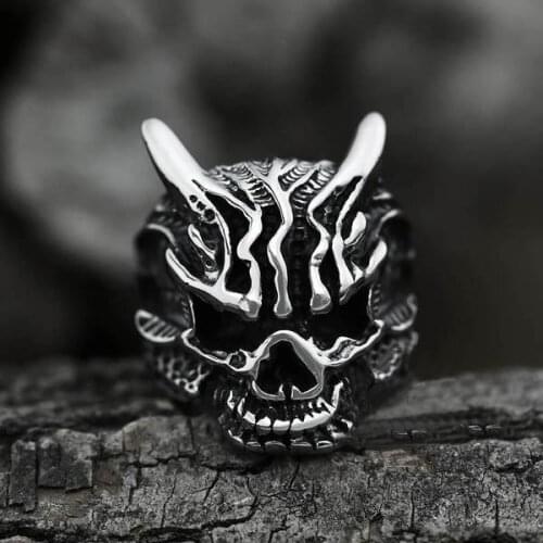 Dropshipping Mens Classical Skull 316L Stainless Steel Biker Evil SkeletoRings Punk Fasion Jewelry Party Gift for Men OSR816