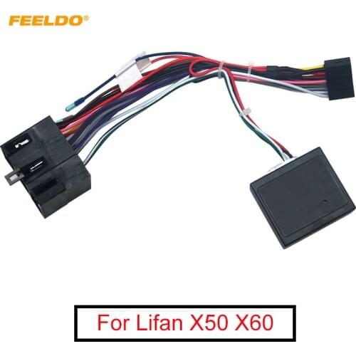 FEELDO Car Audio 16PIN Android Power Cable Adapter With Canbus Box For Lifan X50 X60 Stereo Wiring Harness Plug
