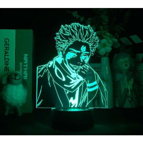 Hot Anime Light Jujutsu Kaisen Figurine Ryomen Sukuna 3D Illusion Night Lamp Creative Upward Lighting Acrylic Colorful LED Light