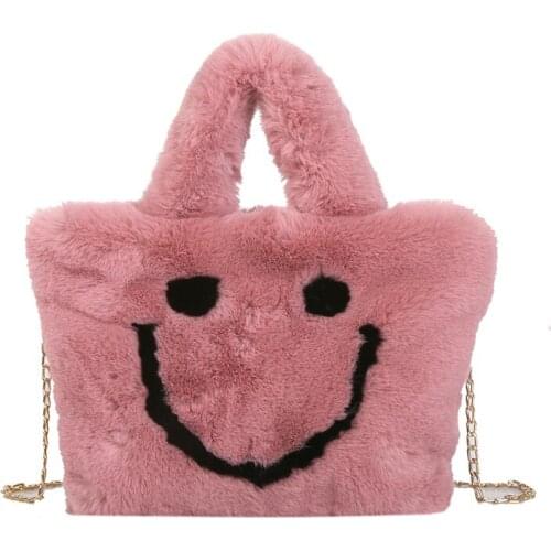HISUELY Winter Women Plush Handbag Buckle Faux Fur Shoulder Bag Cute Soft Ladies Chain Ladies Bag Female Party Christmas Gift