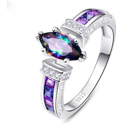 Exquisite Oval Crystal Ring Elegant Charming Womens Wedding Jewelry Fashion Lady Party Ring Gifts