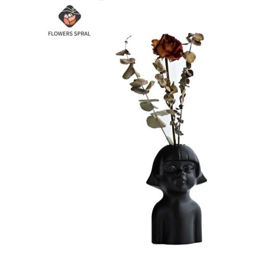 Ceramic Body Bust Vase, Artistic Dried Flower Arrangement, Creative Decorations For Dining Table And Cafe, Birthday Gift
