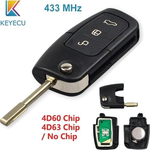 KEYECU 3 Buttons 433MHZ 4D60 4D63 Chip Car Remote Car Key FOB For Ford Fusion Focus Mondeo Fiesta Galaxy Automobile FO21 Blade