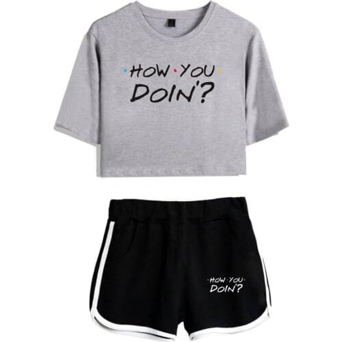 New Friends Two Piece Set Sexy T Shirt New Suit Shorts Crop Top Women Harajuku Outfits TV Show I'll Be There for You Summer