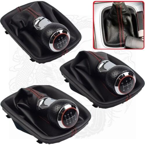 Leather Shifter Car Inner Gear Shift Shifter Knob with Boot Cover 5 Speed 6 Handle For AUDI A3 S3 2003-2013