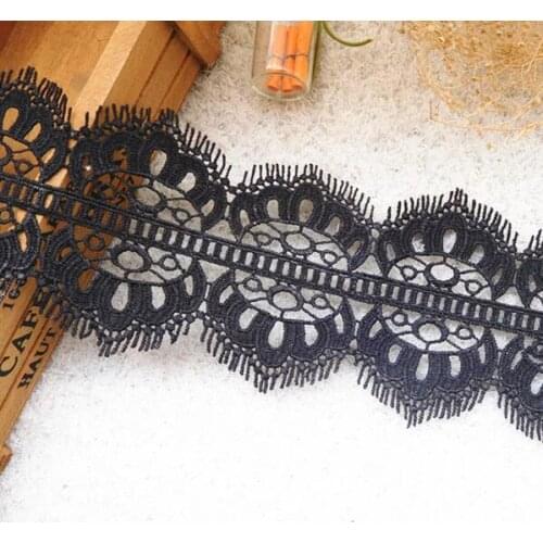 2 Meters Novelty DIY Lace Fabric 8cm Black Fringe Water Soluble Lace Trim for Childrens Decoration Accessories Hair Accessories