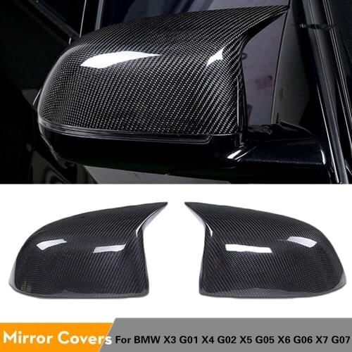 Carbon Fiber / Gloss Black Car Rearview Mirror Caps Covers for BMW X3 G01 X4 G02 X5 G05 X6 G06 X7 G07 2020 Replace Mirror Covers
