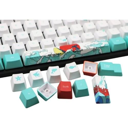 5 Sides Dye-Sublimation 109 Ukiyo-e Sea Waves Keycap Mechanical Keyboard Keycaps 85WD