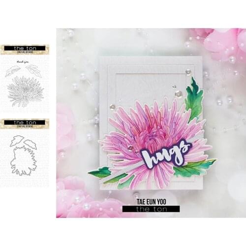 Flowers Thank You Metal Cutting Dies and Clear Rubber Stamps Scrapbooking DIY Craft Stencil Seal Sheet Decor Embossing Template