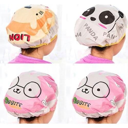 Cartoon Animal Baby Shower Cap Kids Hair Cap PVC Reusable Hair Bonnet Sauna Bathroom Products Waterproof Shower Cap For Child