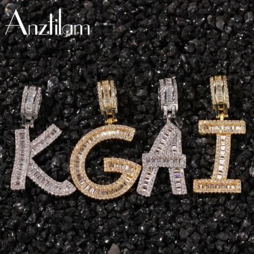 New Fashion Bling Zirconia Crystal Alphabet Custom Letters Necklace For Men Women Hip Hop 26 A-Z Letters Pendant Name Jewelry