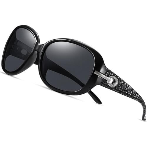 New Style Sunglasses Female Classic Big Frame Polarized Sunglasses Diamond Fashion Black Sunglasses