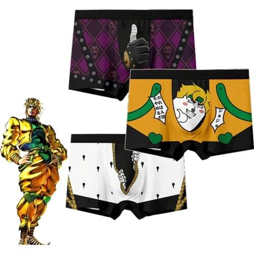 Wholesale NEW Anime JoJo Bizarre Adventure Underwear Otaku Men Boy Boxers Briefs Panties JOJO 5 Funny Cosplay Costume Party Gift