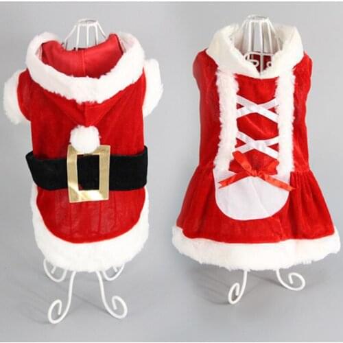 Dog Christmas Costumes Santa Claus Winter Clothes Jumpsuit For Small Dogs French Bulldog Jacket Dress Suit New Year Pet Supplies