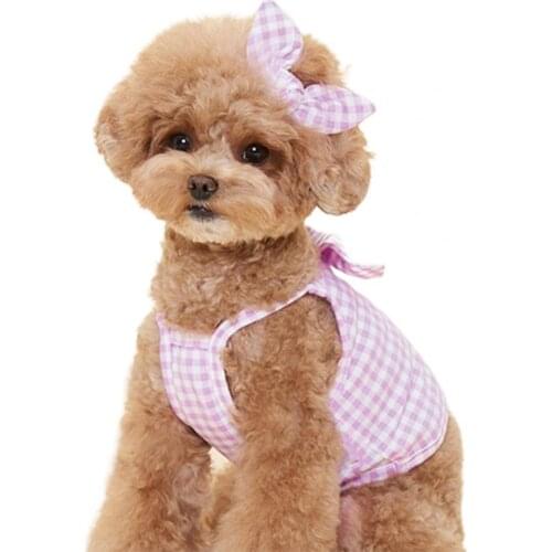 Dog Shirt Bowkont Design Breathable Sleeveless Puppy Plaid T-shirt for Summer Pet Dog Clothes for Small Dogs Shirts Pets Product