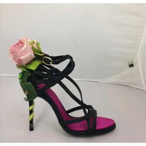 Carpaton 2019 Summer Newest Rose Flower Decorations High Heel Sandals Sexy Open Toe Ankle Strap Wedding Heels Crystal Dress Shoe